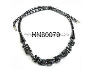 Bell Shape Stone Beads Hematite Necklace 18inch